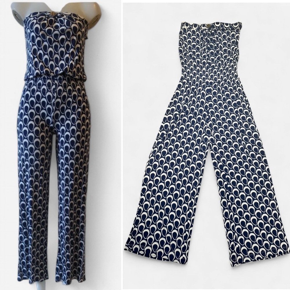 Macbeth Collection Navy and White Patterned Jumps… - image 1